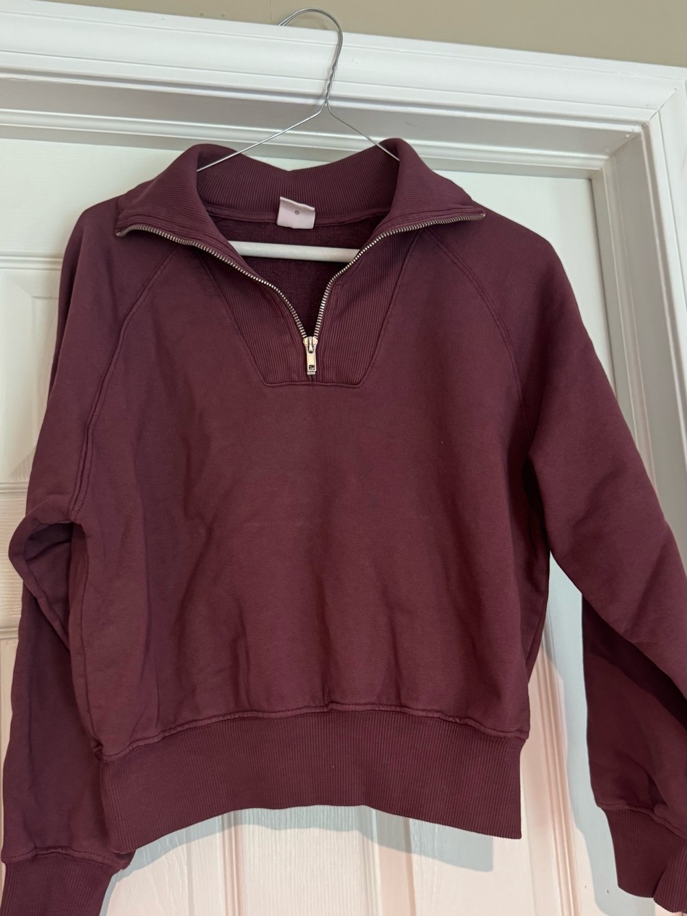 Zara Plum Half-Zip Knit Sweatshirt